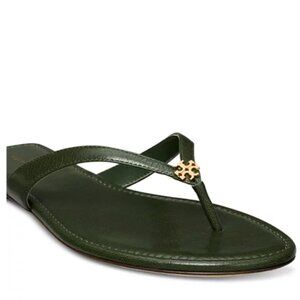 NEW TORY BURCH Leather Classic Sandals in dark green for women 255 11&8
